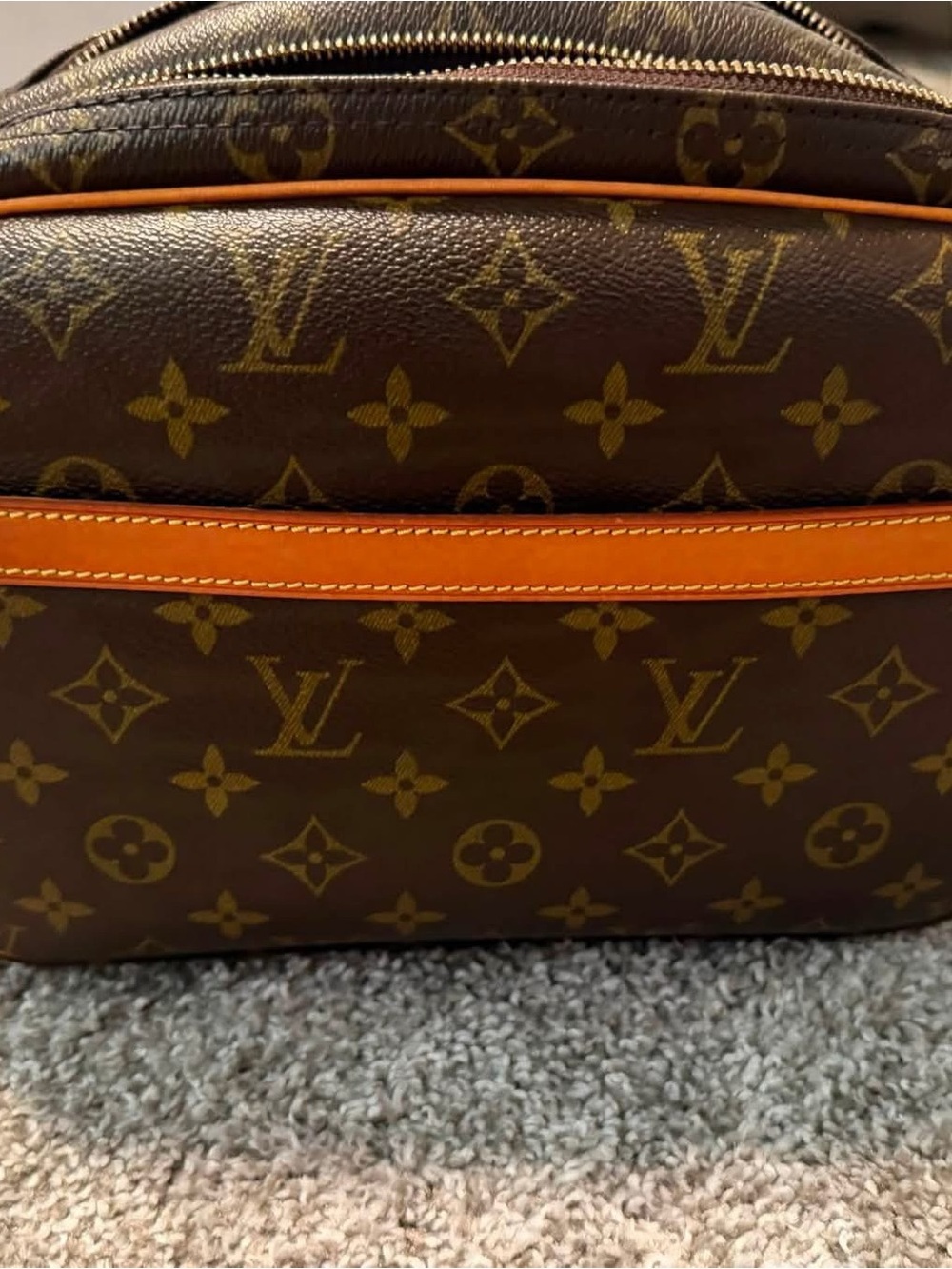 Louis Vuitton Monogram Canvas Backpack in Brown with Orange Trim